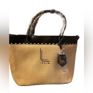 Loulu straw Black and Cream Women's Tote NWOT